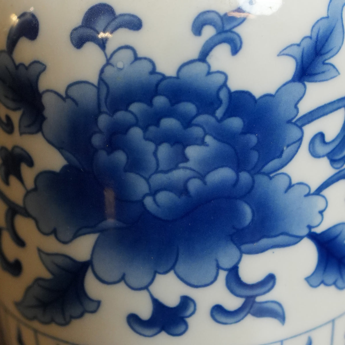 Blue Peony Ceramic Jar Vase
