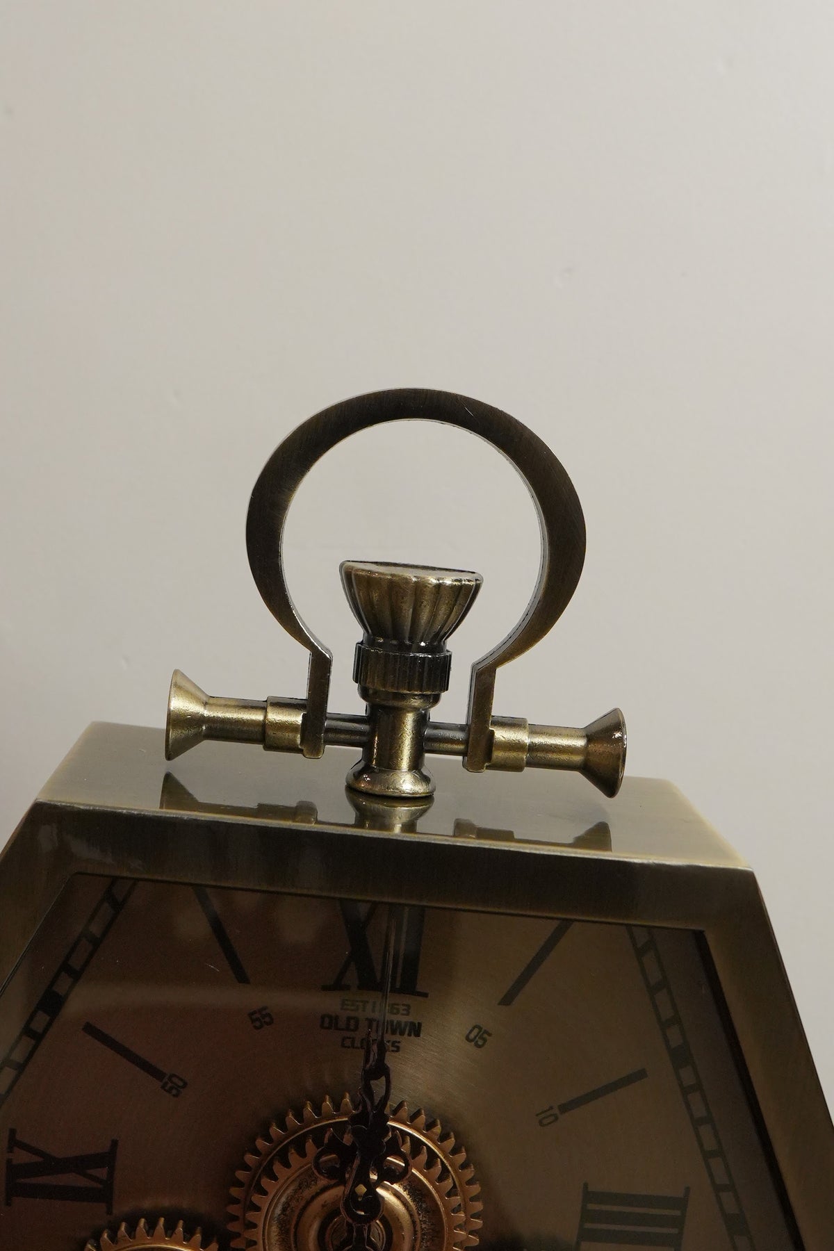 Antique Brass Pyramid Gear Table Clock