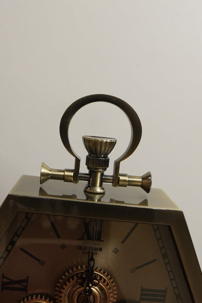Antique Brass Pyramid Gear Table Clock