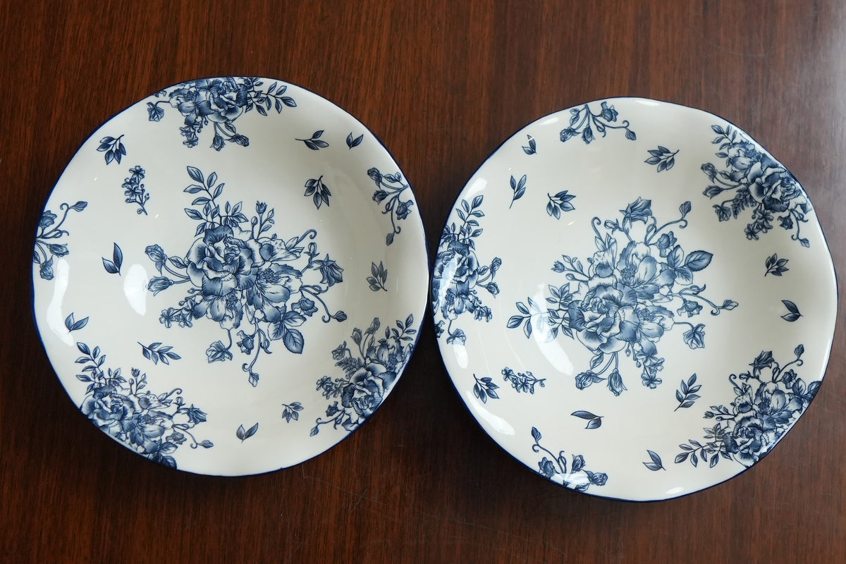 Indigo Rose Ceramic Serving Bowl Set of 2