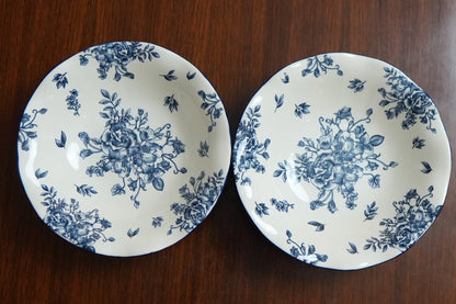 Indigo Rose Ceramic Serving Bowl Set of 2