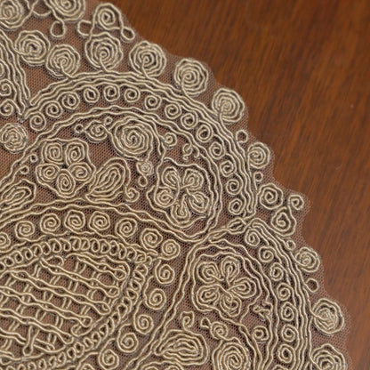 Beige Lattice Spiral Crochet Lace Round Table Mat (Set of 2)