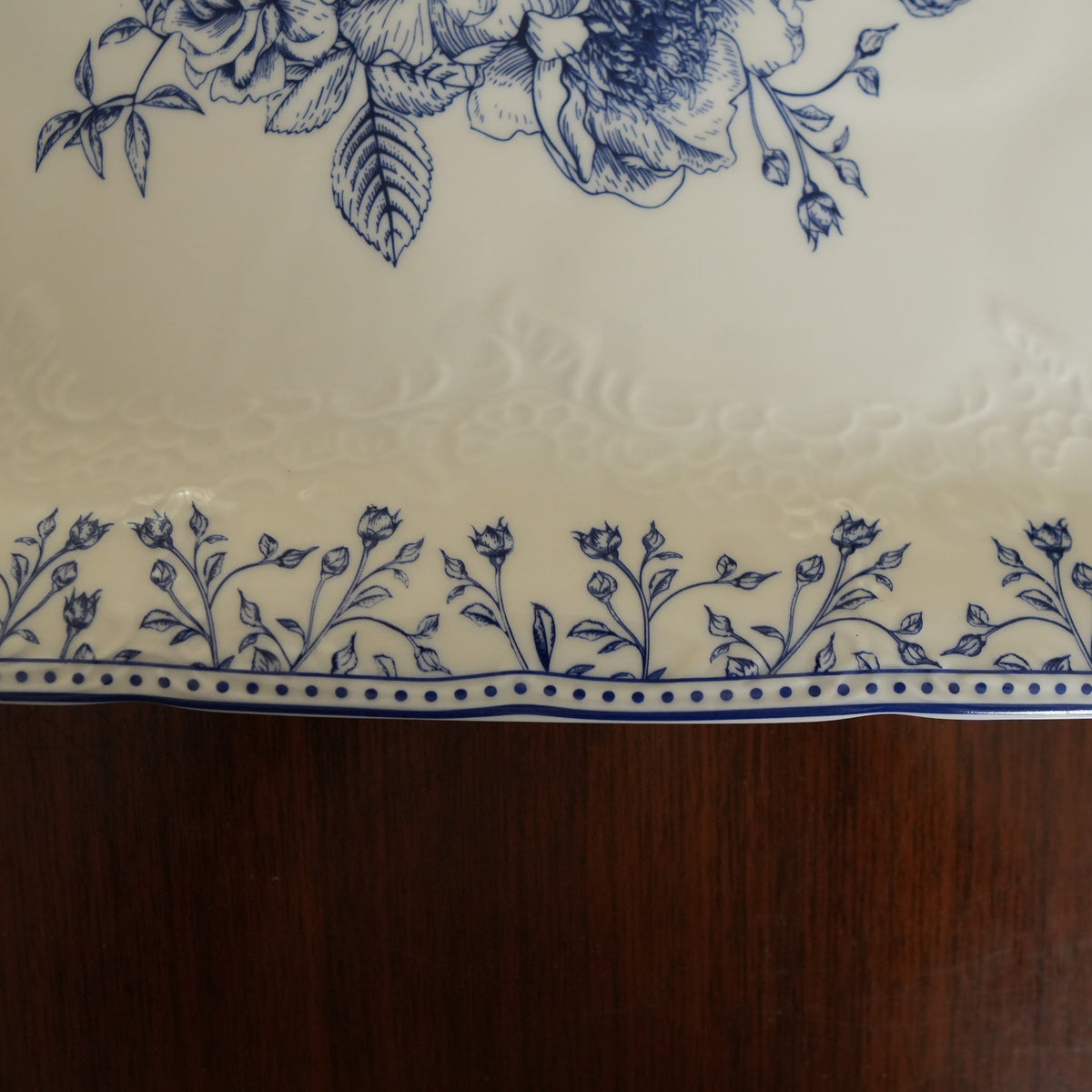 Delft Rose Ceramic Rectangular Serving Platter