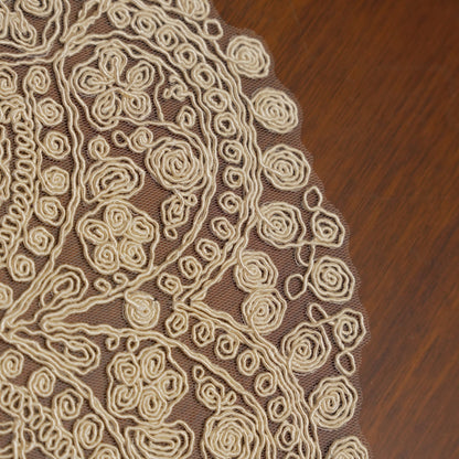 Cream Floral Lattice Crochet Lace Round Table Mat (Set of 2)