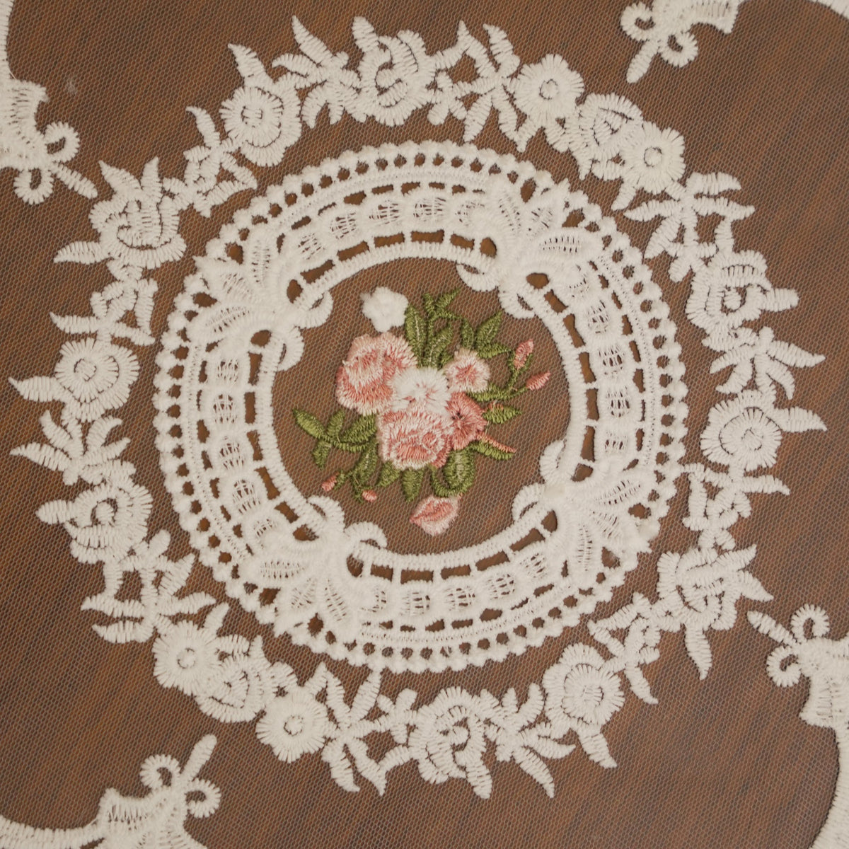 White Lace Rose Centre Small Round Table Mat (Set of 2)