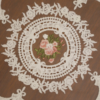 White Lace Rose Centre Small Round Table Mat (Set of 2)