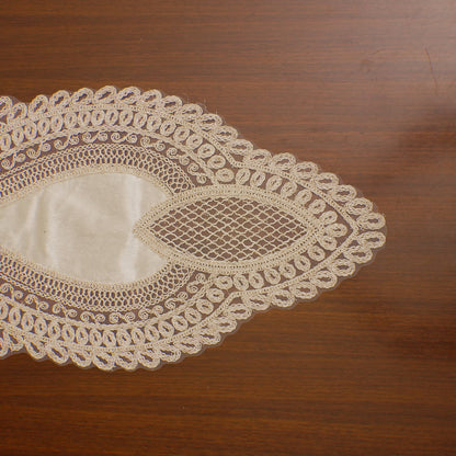 Ivory Satin Heart Lattice Lace Table Runner (Long)