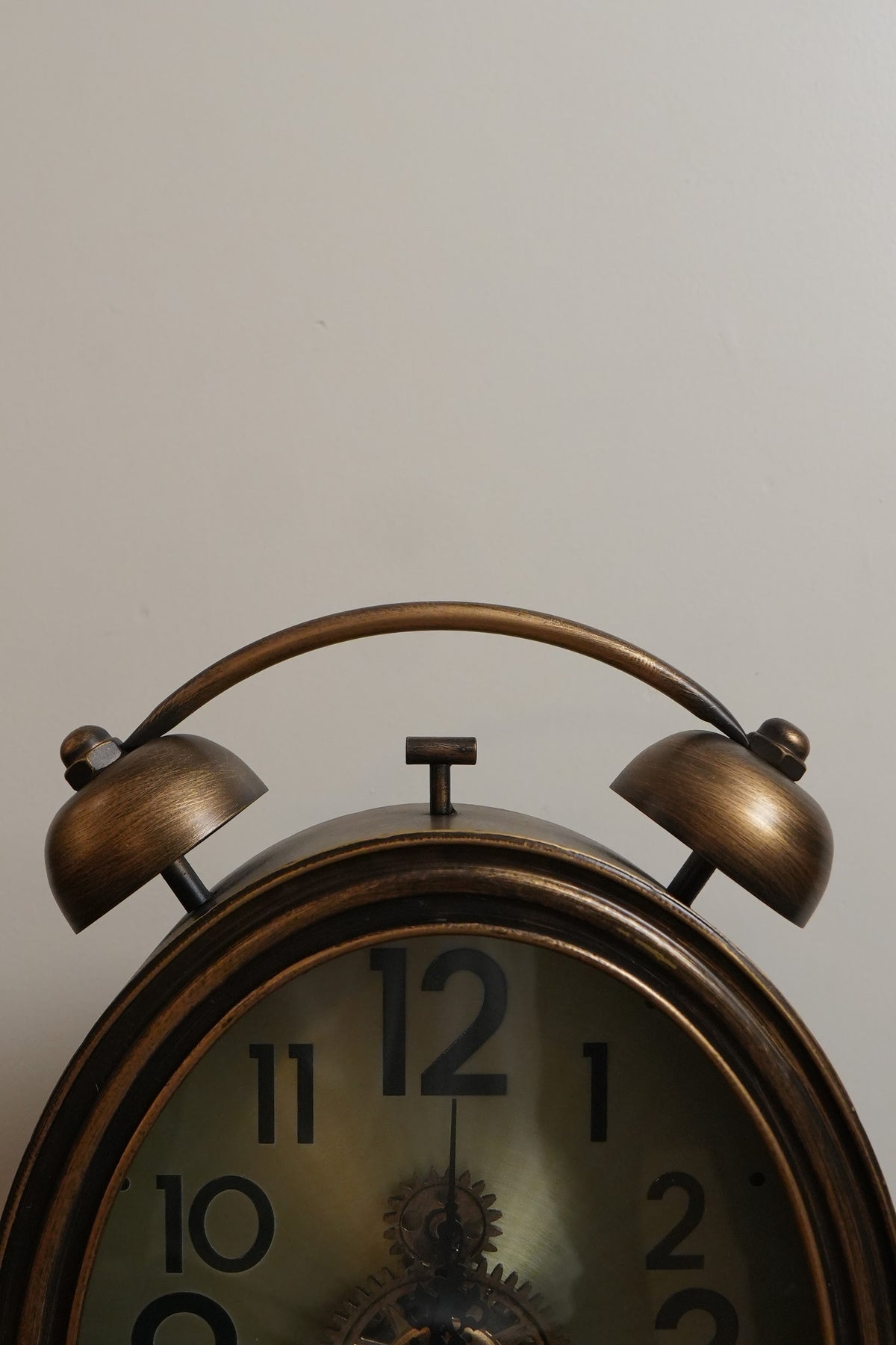 Antique Brass Twin Bell Table Clock