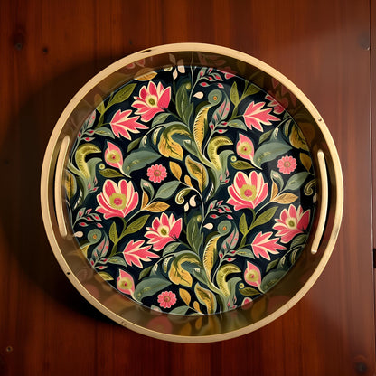Emerald Petals Collection - Medium Round Tray