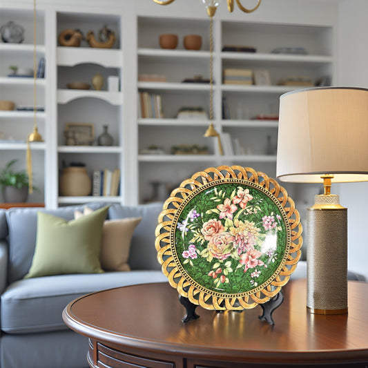 Antique Green Gold Flower (Wall Plate)