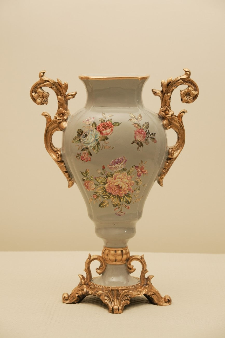 Antique Style Floral Ceramic Urn Vase