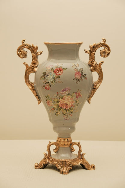 Antique Style Floral Ceramic Urn Vase