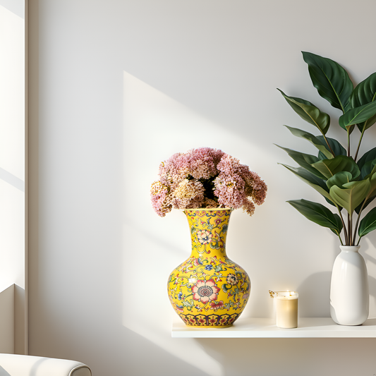 Imperial Elegance : Yellow Decorative vase (Small)