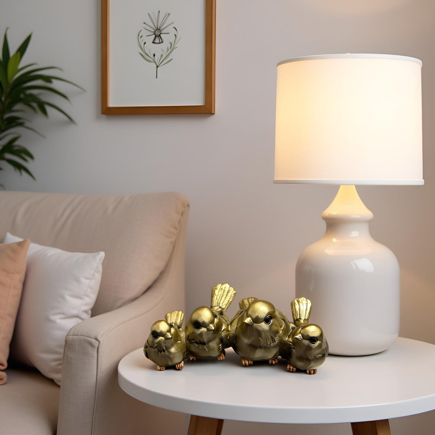 Classic Four Birds Figurine in Gold Finish