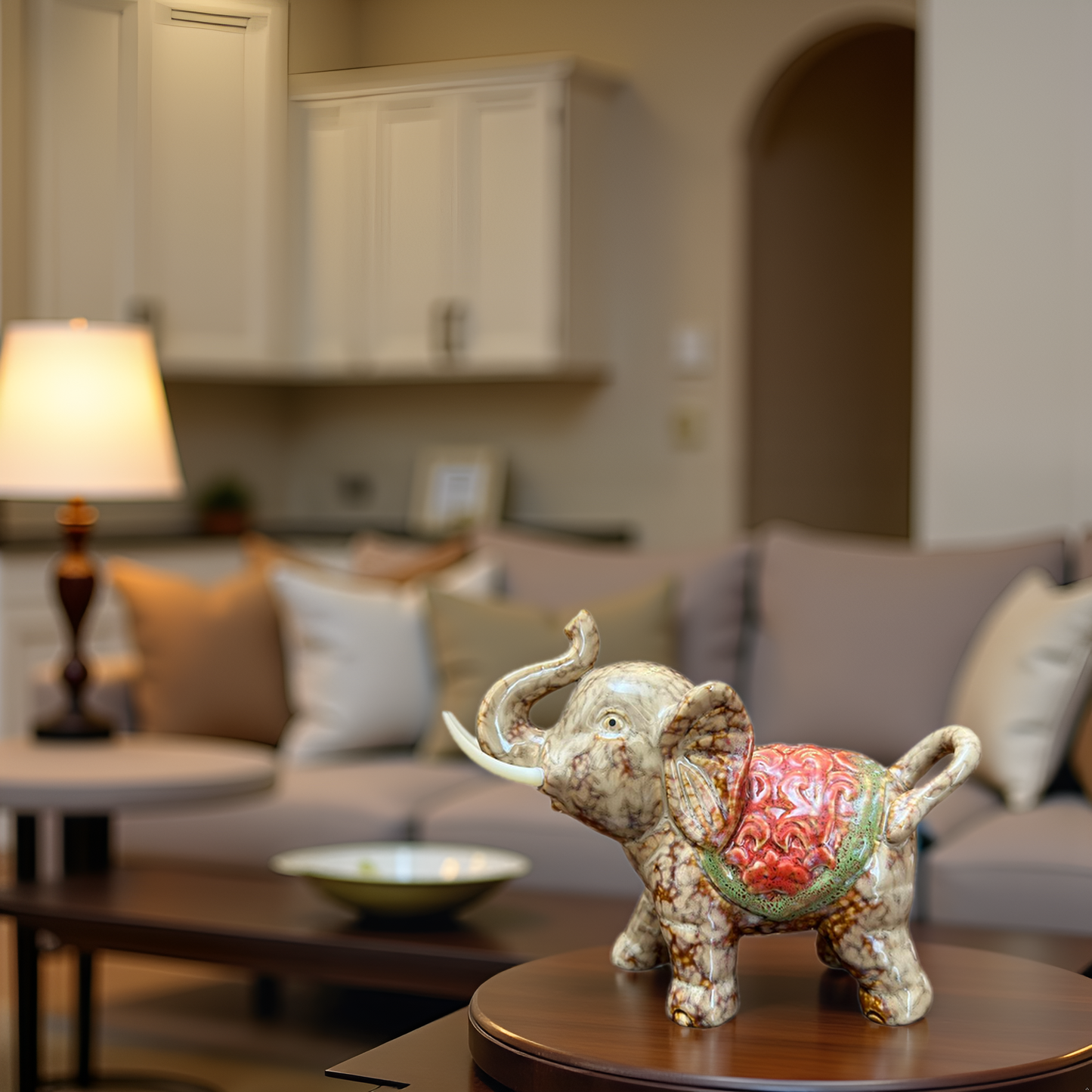 The Regal Parade – Ceramic Elephant Family Showpiece