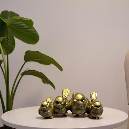 Classic Four Birds Figurine in Gold Finish