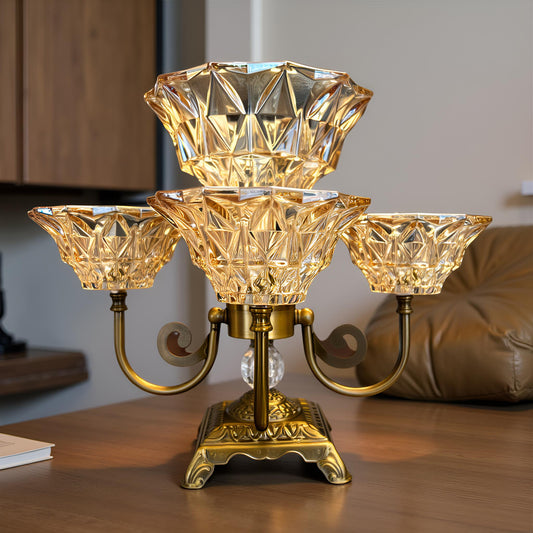 Elegant Multi-Bowl Crystal & Gold Decorative Stand for Home Décor