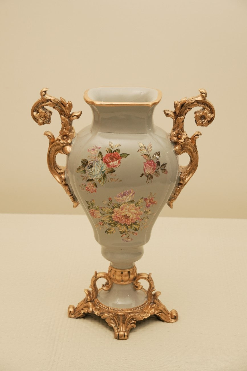Antique Style Floral Ceramic Urn Vase