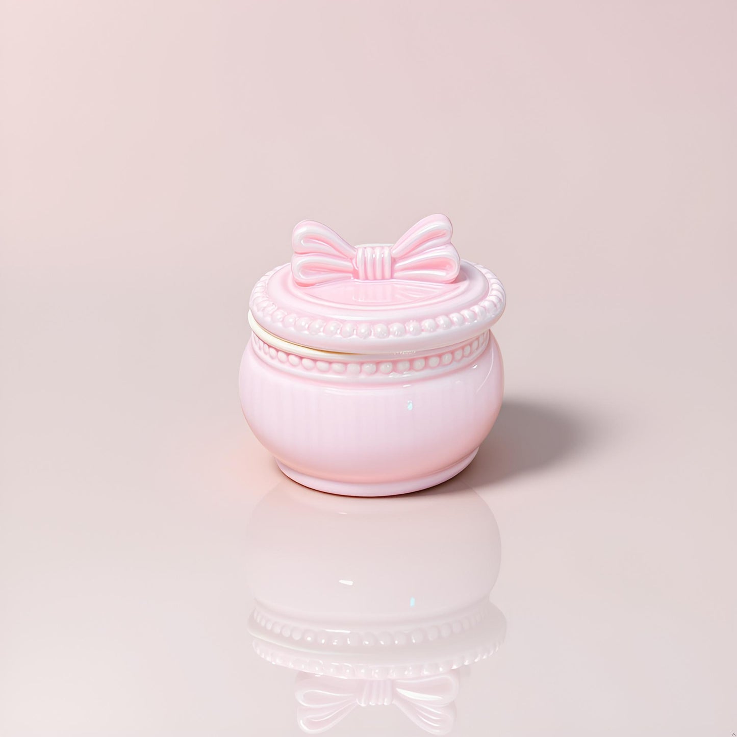The Blush Bow Jar – Pink Ceramic Trinket Jar (Small)