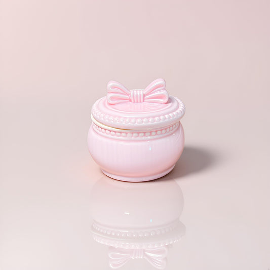 The Blush Bow Jar – Pink Ceramic Trinket Jar (Small)
