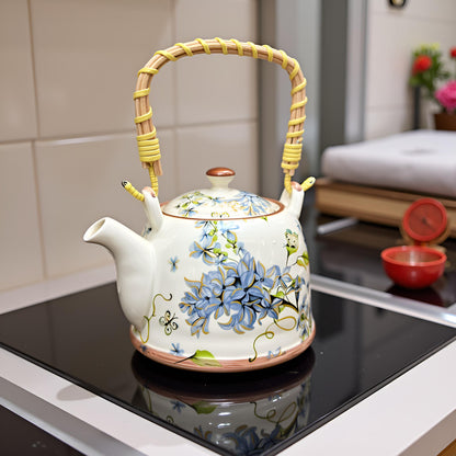 Oriental Blue & White Teapot with Sieve