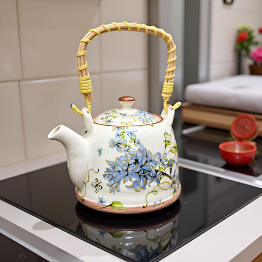 Oriental Blue & White Teapot with Sieve