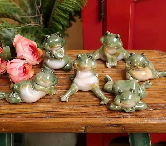 Quirky Frog Squad – Ceramic Figurine | Set of 4