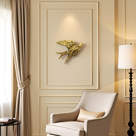 Elegant Golden Bird Wall Décor towards Right Direction - Single piece