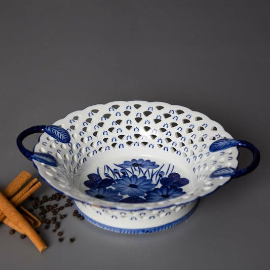 The Blue Bloom Oriental Handcrafted Bowl | Medium