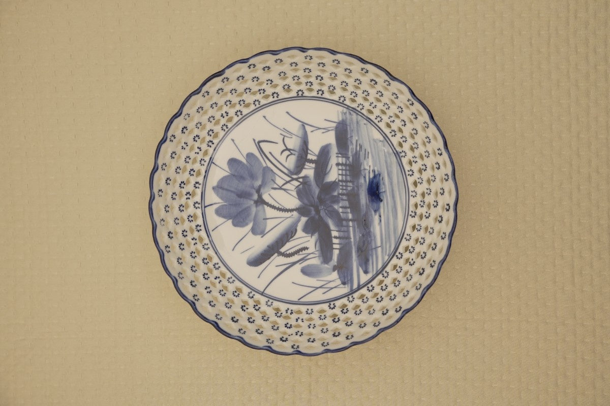 Blue Floral Ceramic Decorative Bowl