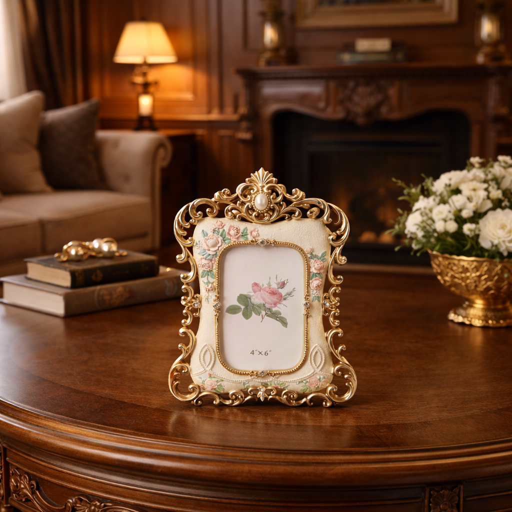 Vintage Rose Gold Ornate Photo Frame