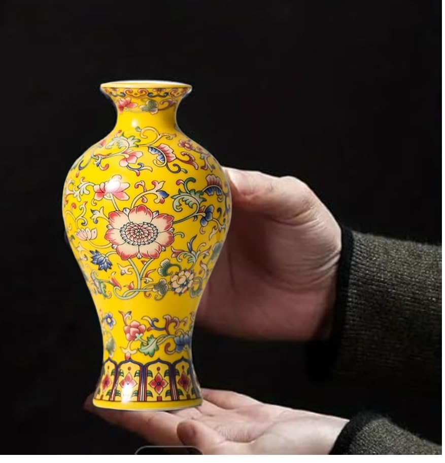Imperial Elegance : Yellow Decorative vase (Small)