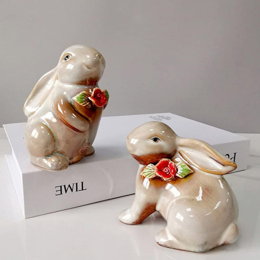 Handcrafted Ceramic Bunny Figurine - Set of 2 pieces (Rabbit) Big