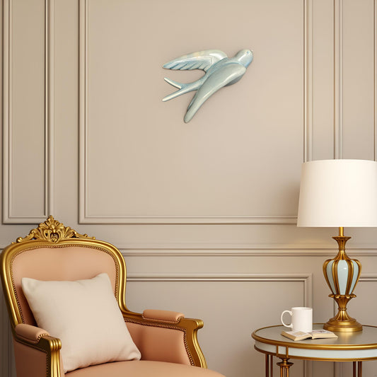 Elegant Pastel Green Bird Wall Décor towards Right Direction - Single piece
