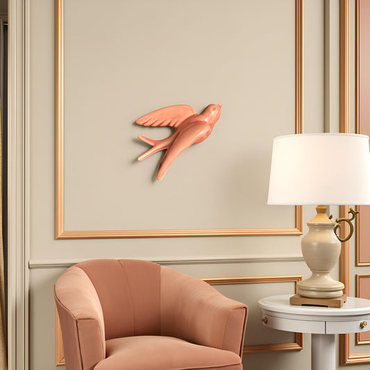 Elegant Pink Bird Wall Décor towards Right Direction- Single piece