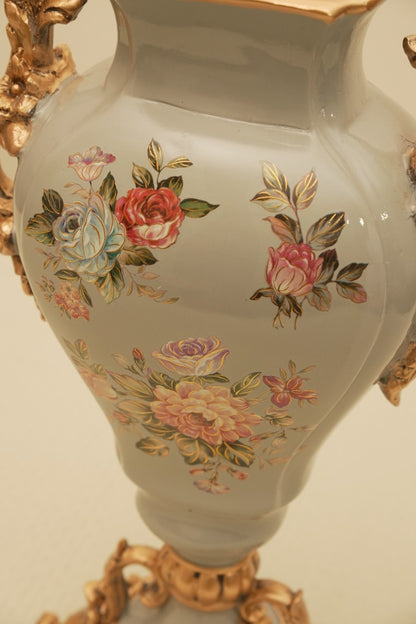 Antique Style Floral Ceramic Urn Vase