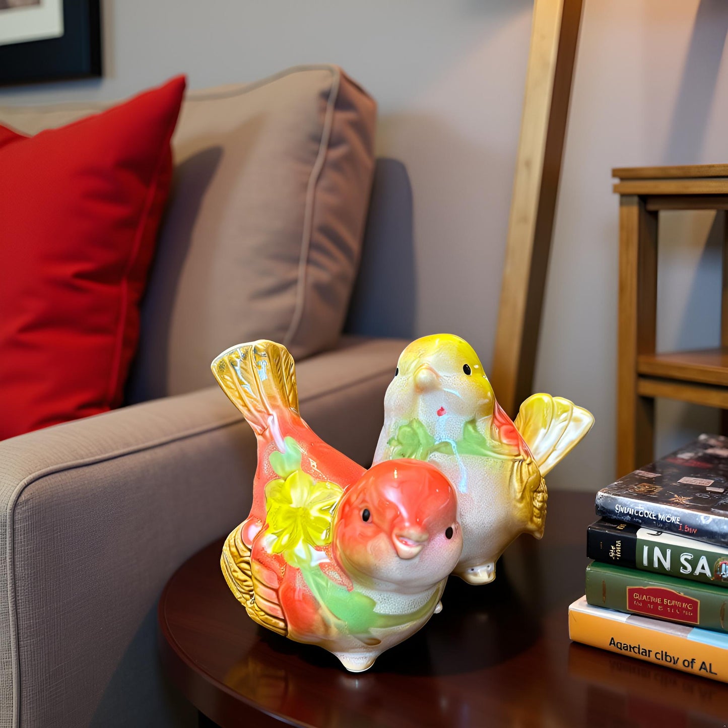 The Chirpy Duo – Ceramic Bird Couple Showpiece Set