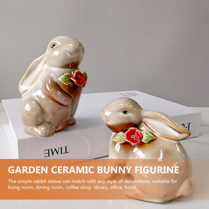 Handcrafted Ceramic Bunny Figurine - Set of 2 pieces (Rabbit) Big