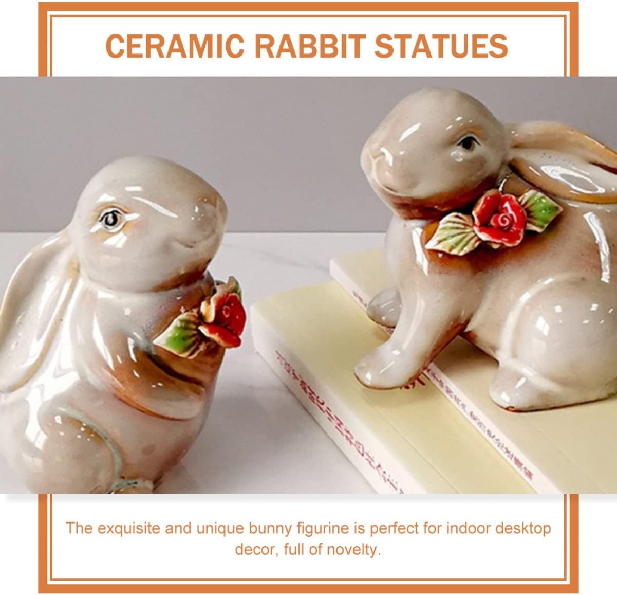 Handcrafted Ceramic Bunny Figurine - Set of 2 pieces (Rabbit) Big