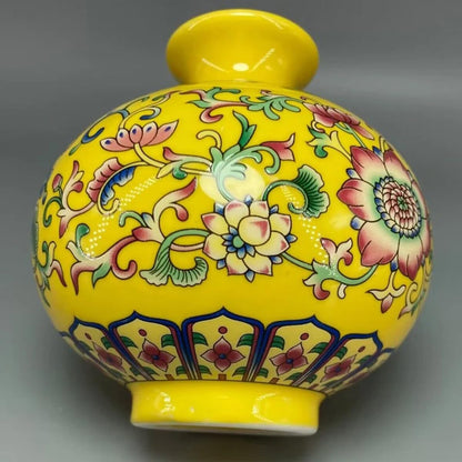 Imperial Elegance : Yellow Decorative vase (Small)