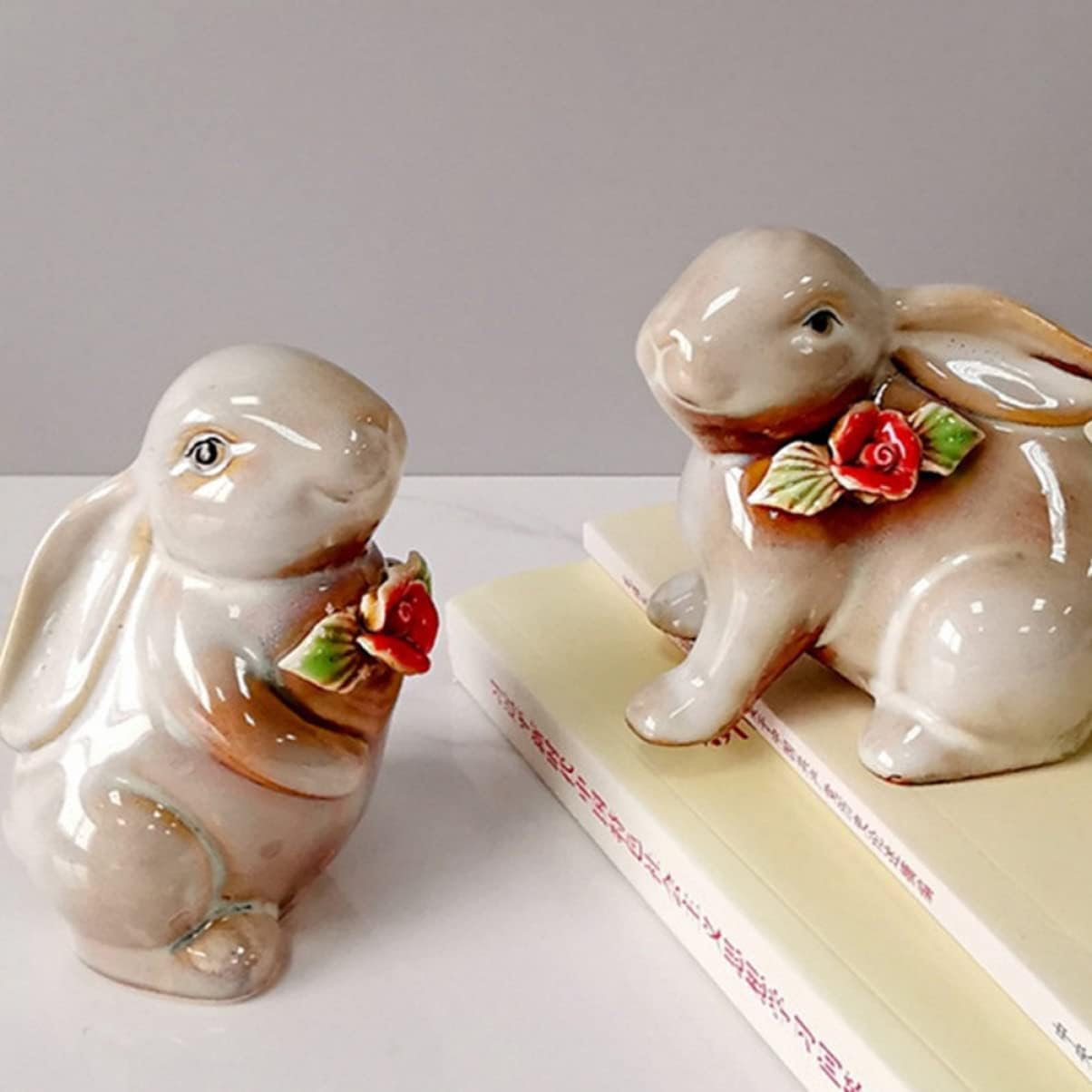 Handcrafted Ceramic Bunny Figurine - Set of 2 pieces (Rabbit) Big