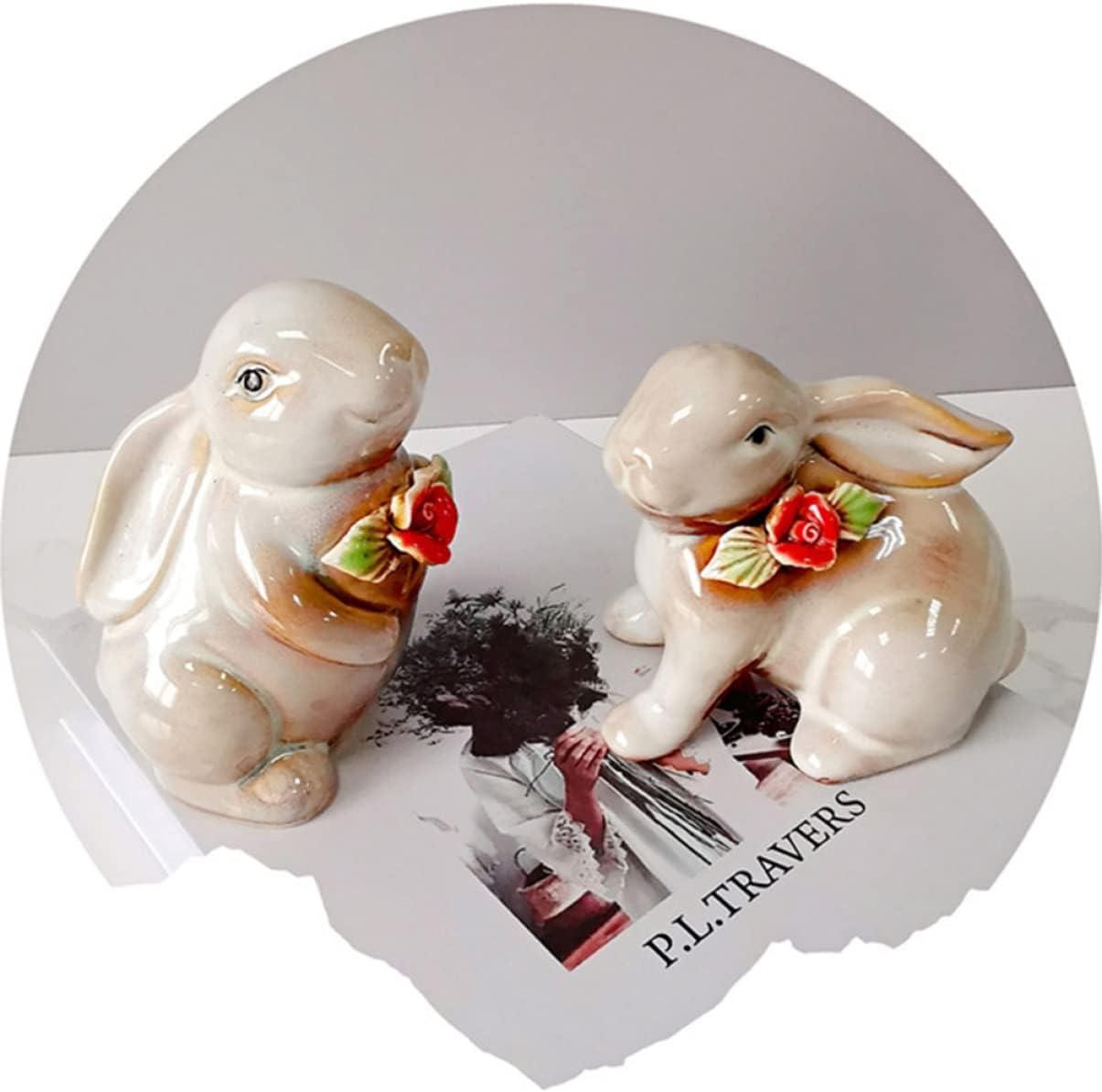 Handcrafted Ceramic Bunny Figurine - Set of 2 pieces (Rabbit) Big