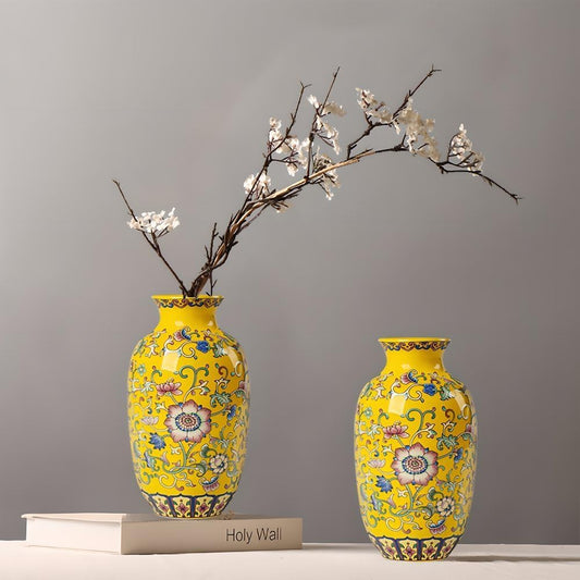 Imperial Elegance : Yellow Decorative vase (Small)