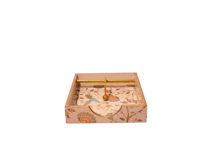 Wooden Napkin Holder Floral || Floral Bird || Beige Color