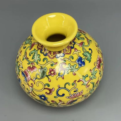 Imperial Elegance : Yellow Decorative vase (Small)