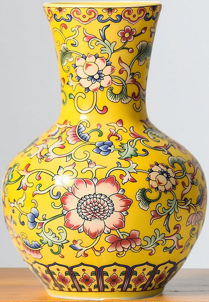 Imperial Elegance : Yellow Decorative vase (Small)