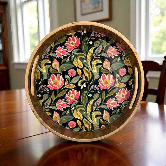 Emerald Petals Collection - Small Round Tray