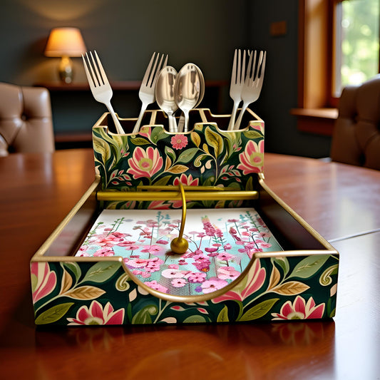 Emerald Petals Collection - Paper Napkin & Cutlery Holder
