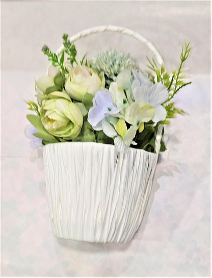 EverBloom Mint Floral Basket Artificial Flowers