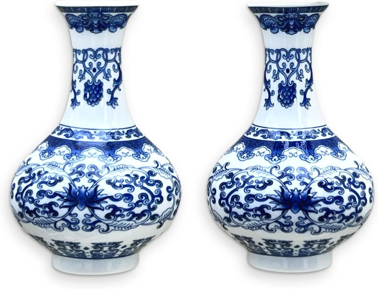 White Porcelain Wall Vase | Handmade Chinoiserie  ( set of 2)